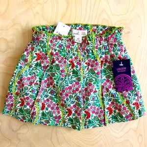 PEEK + LIBERTY LONDON GIRLS SKIRT PLEATED FLORAL FLOWERS GREEN LINED SIZE 18-24M
